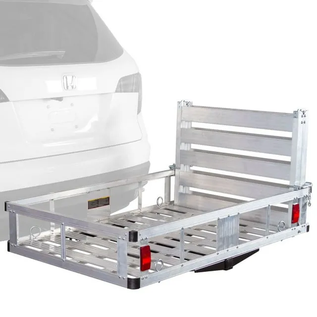 Apex ACC500-DLX Deluxe Aluminum Basket Hitch Cargo Carrier and Ramp - 500 lb Cap