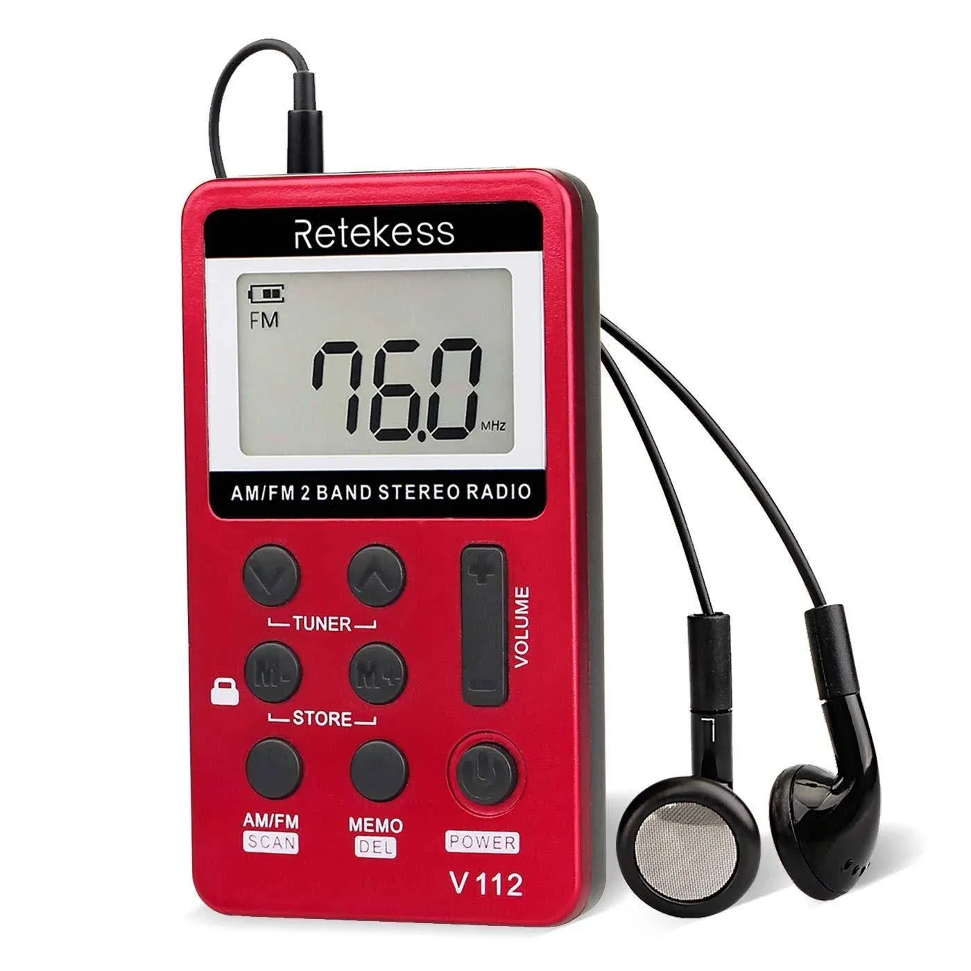 Retekess V112 Pocket Am FM Radio Digital Tuning Mini Small with Earphone