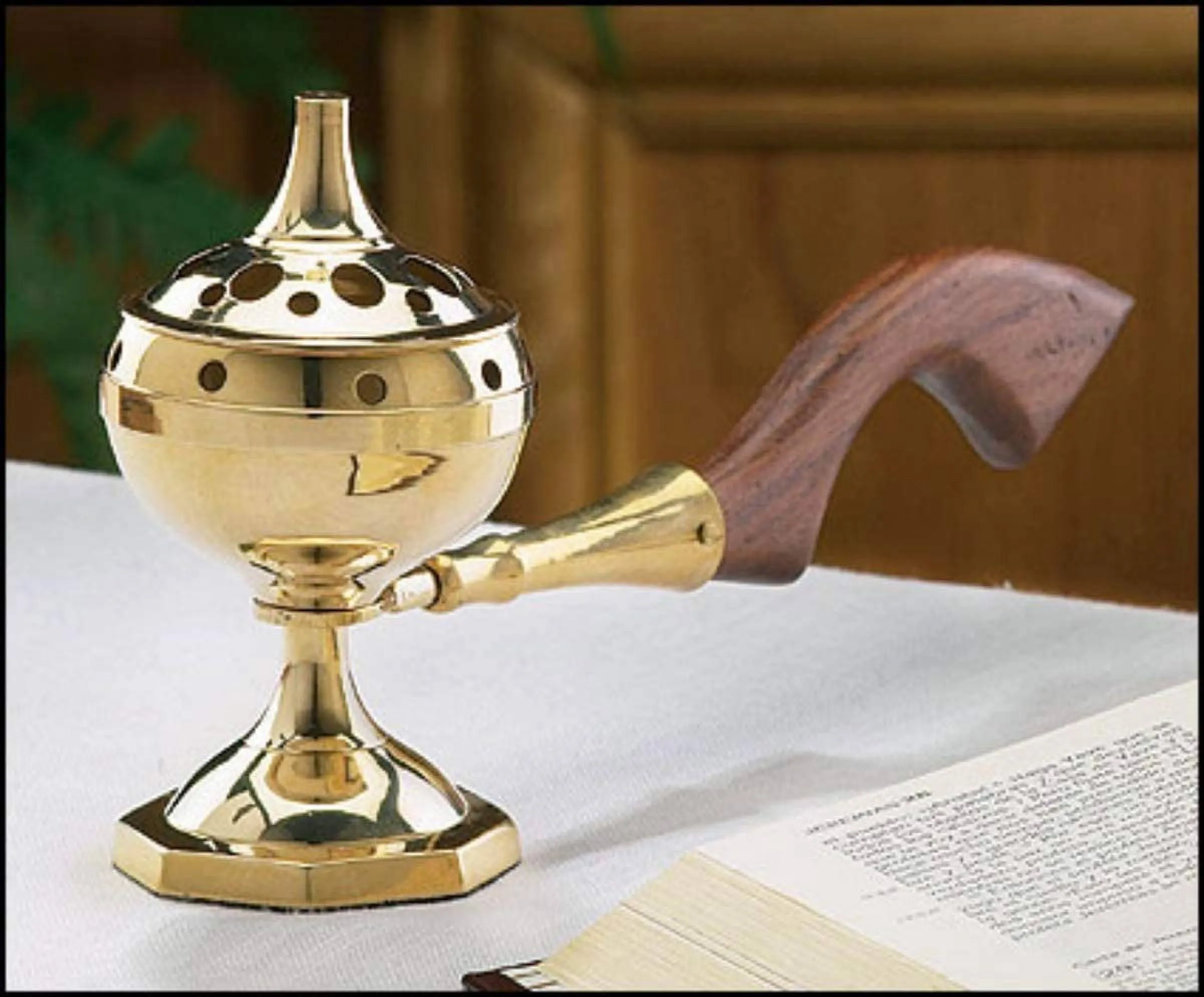 Sudbury Brass Long Handled Incense Burner, 7 1/2 Inch