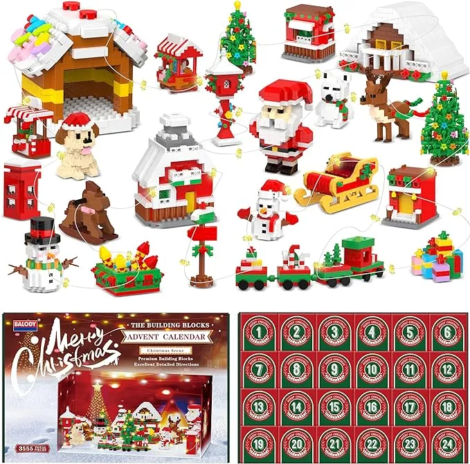 Christmas Advent Calendar 2023 Toy Building Set - Christmas Countdown Playset...