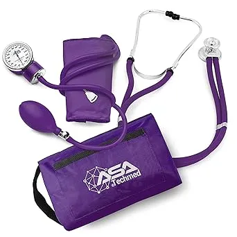 Professional Dual Head Sprague Stethoscope W Manual Blood Pressure Cuff Purple, Size: Large