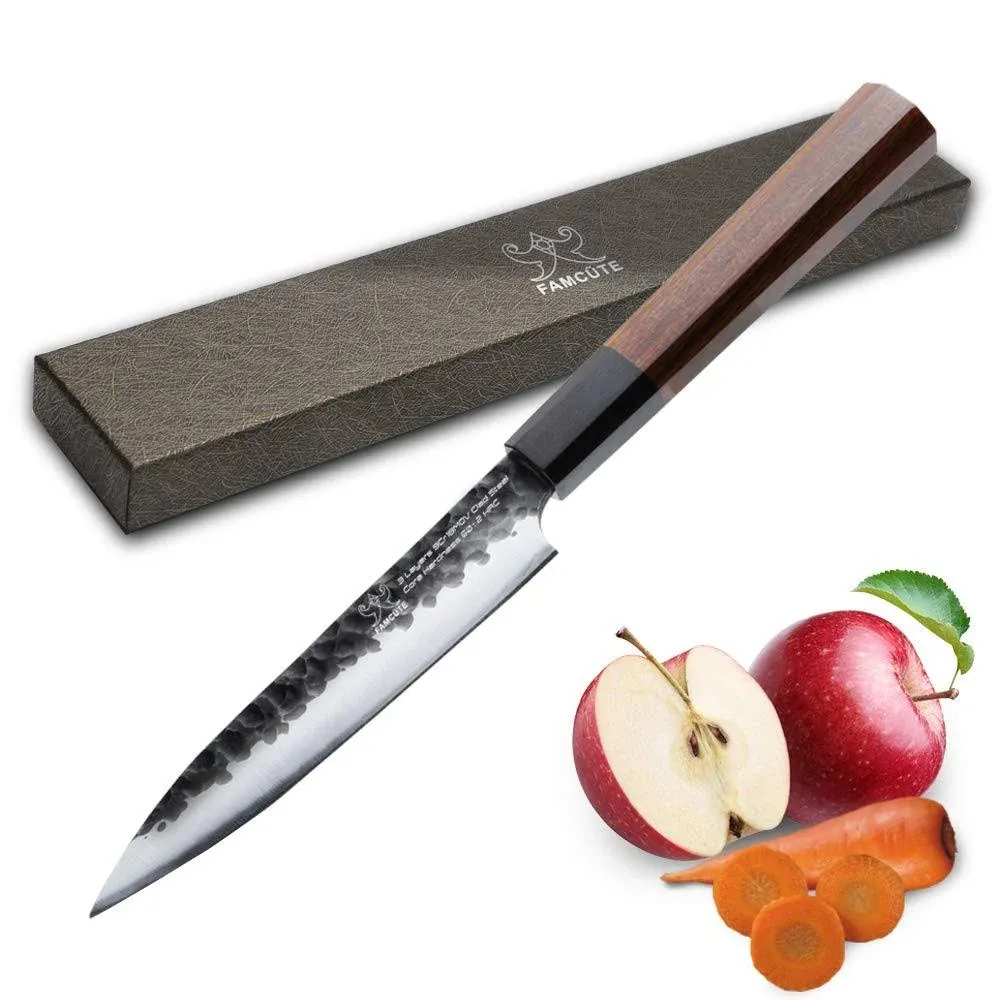 5 Inch Utility Knife 3 Layer 9cr18mov Clad Steel W/octagon Handle Fruit Knife Fo