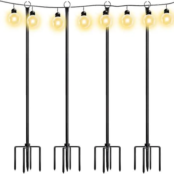 WaLensee 9.4 FT String Light Poles with Hook for Hanging String Lights for Garden Party Patio Christmas Wedding