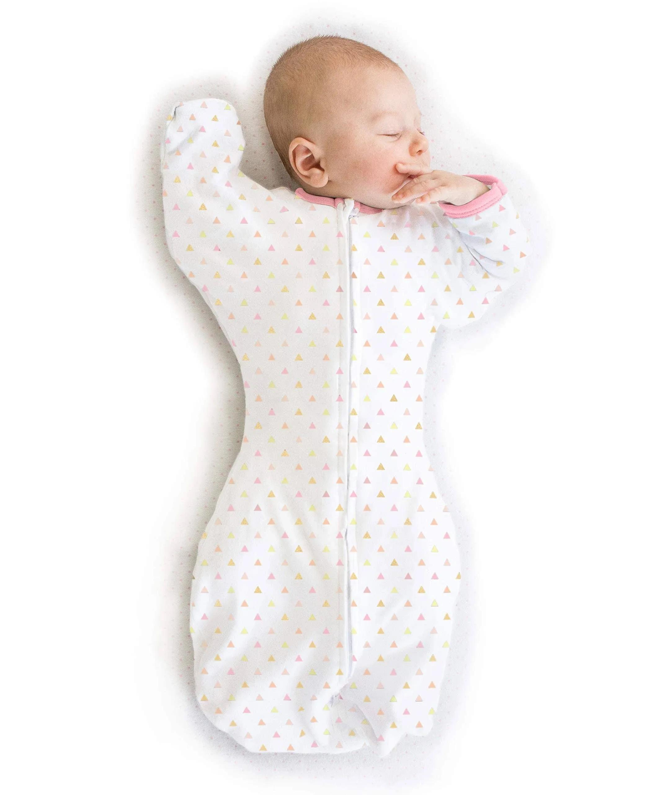 SwaddleDesigns Transitional Swaddle Sack in Pink Tiny Triangle Shimmer