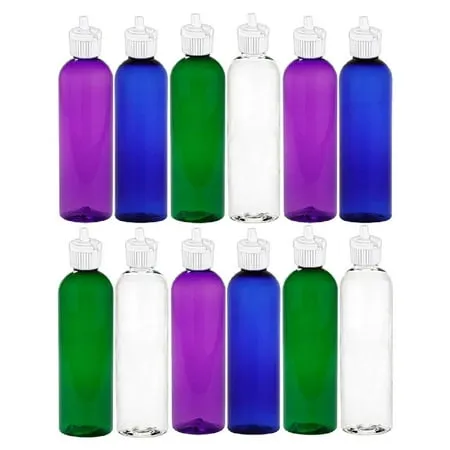 MoYo Natural Labs 8 oz Travel Bottles Empty Travel Containers with Disc Caps BPA Free PET Plastic Squeezable Toiletry/Cosmetic Bottles (Pack of 6 Green)