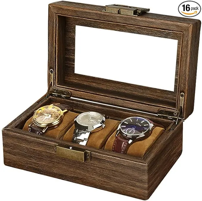 Watch Box for Men-3 Slots Watch Organizer CasePU Leather Watch Display Storag...