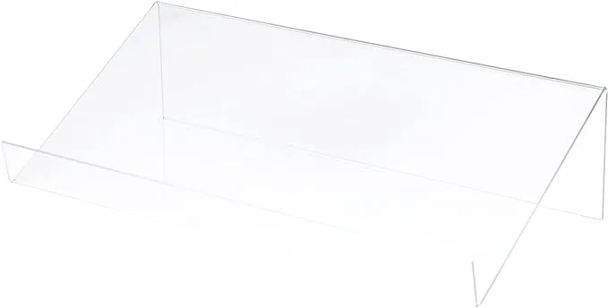 Plymor Clear Acrylic Slightly Elevated Book Display Stand with 2" Ledge, 18" W x 12" D x 6" H