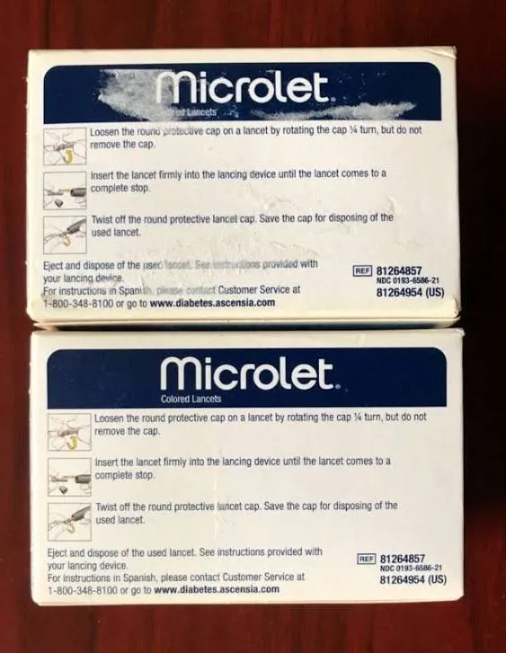 Microlet Silicone Colored Lancets 100 Count Exp: 2025-10-01 (set Of 2)