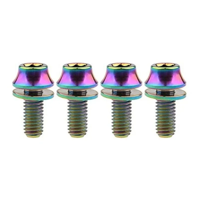 4PCS Titanium M5x12mm with Washers Bicycle Water Bottle Cage Hex Bolts USA