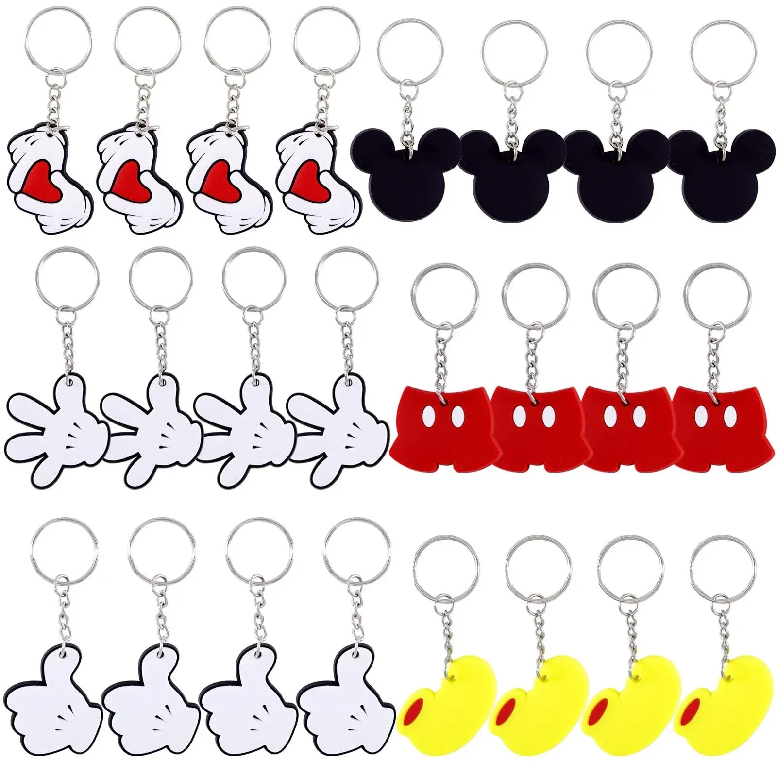 24 Pcs Mickey Keychain, Cute Mouse Silicone Keychain for Mouse Theme Party Fa...