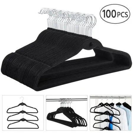 Topeakmart 100 Pack Non Slip Velvet Hangers