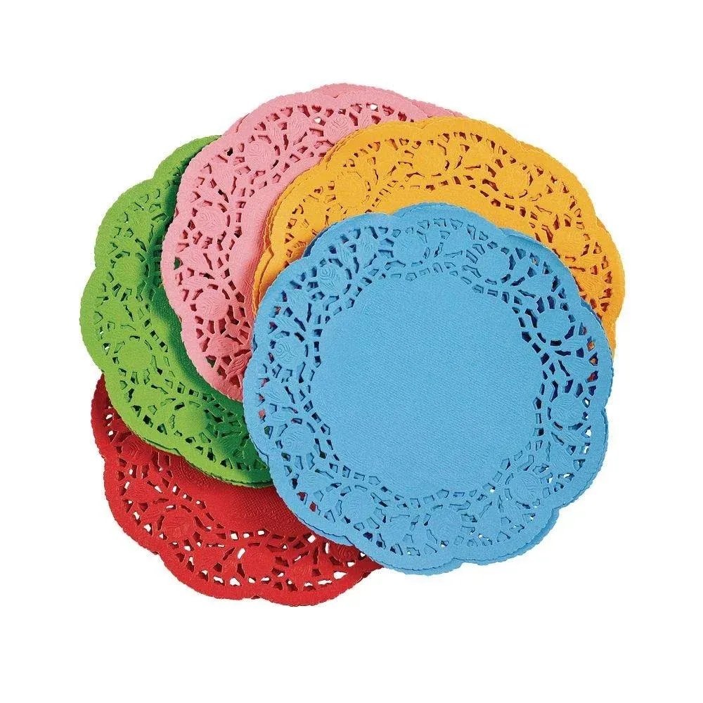 Colorations 6 inch Assorted Color Round Doilies, Set of 120, Paper Crafts, DIY