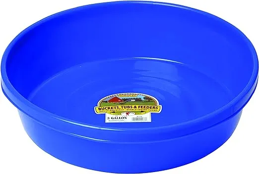 Little Giant® Plastic Utility Pan | Feed Pan | Durable & Versatile Livestock Feeding Bucket | Made in USA | 3 Gallon | Blue
