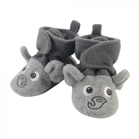 Hudson Baby Baby and Toddler Cozy Fleece Booties  Heather Gray Elephant  0-6 Months