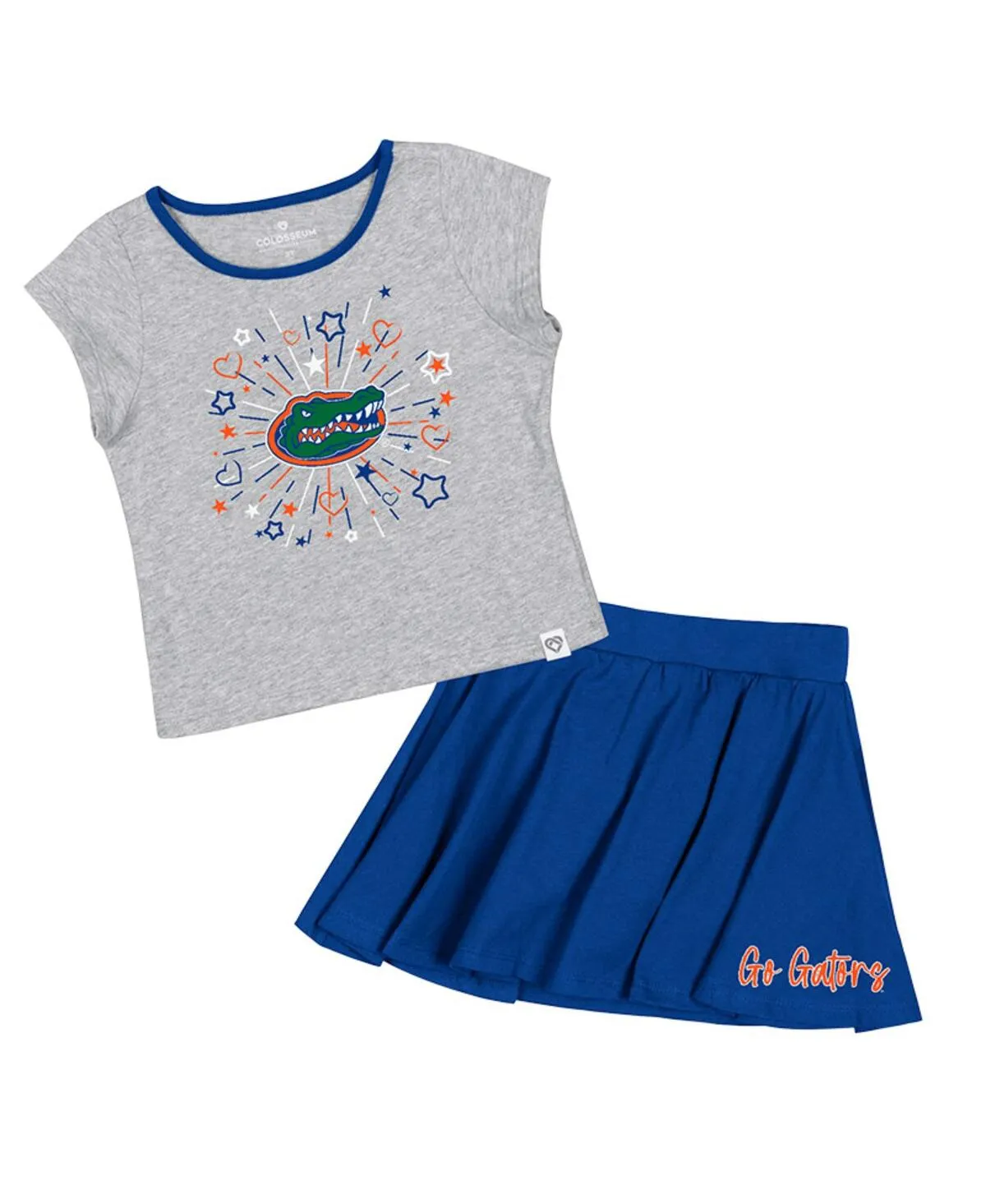 Girls Toddler Heather Gray, Royal Florida Gators Two-Piece Minds For Molding T-shirt and Skirt Set