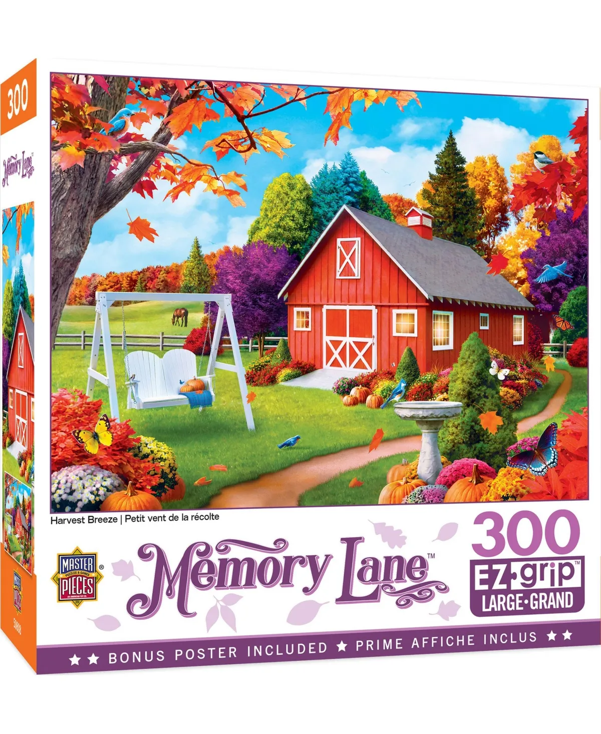 MasterPieces - 300 Piece Jigsaw Puzzle, Large EZ Grip Shapes, Harvest Breeze, Fun for Adults, Seniors, Family, Kids, Non-Glare Finish, 18"x24"