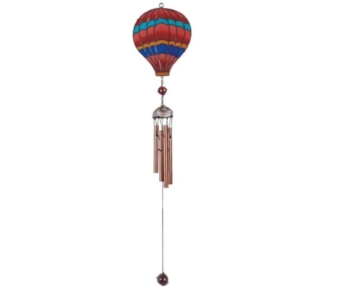 31" Long Red Air Balloon Wind Chime with Copper Gem - Red