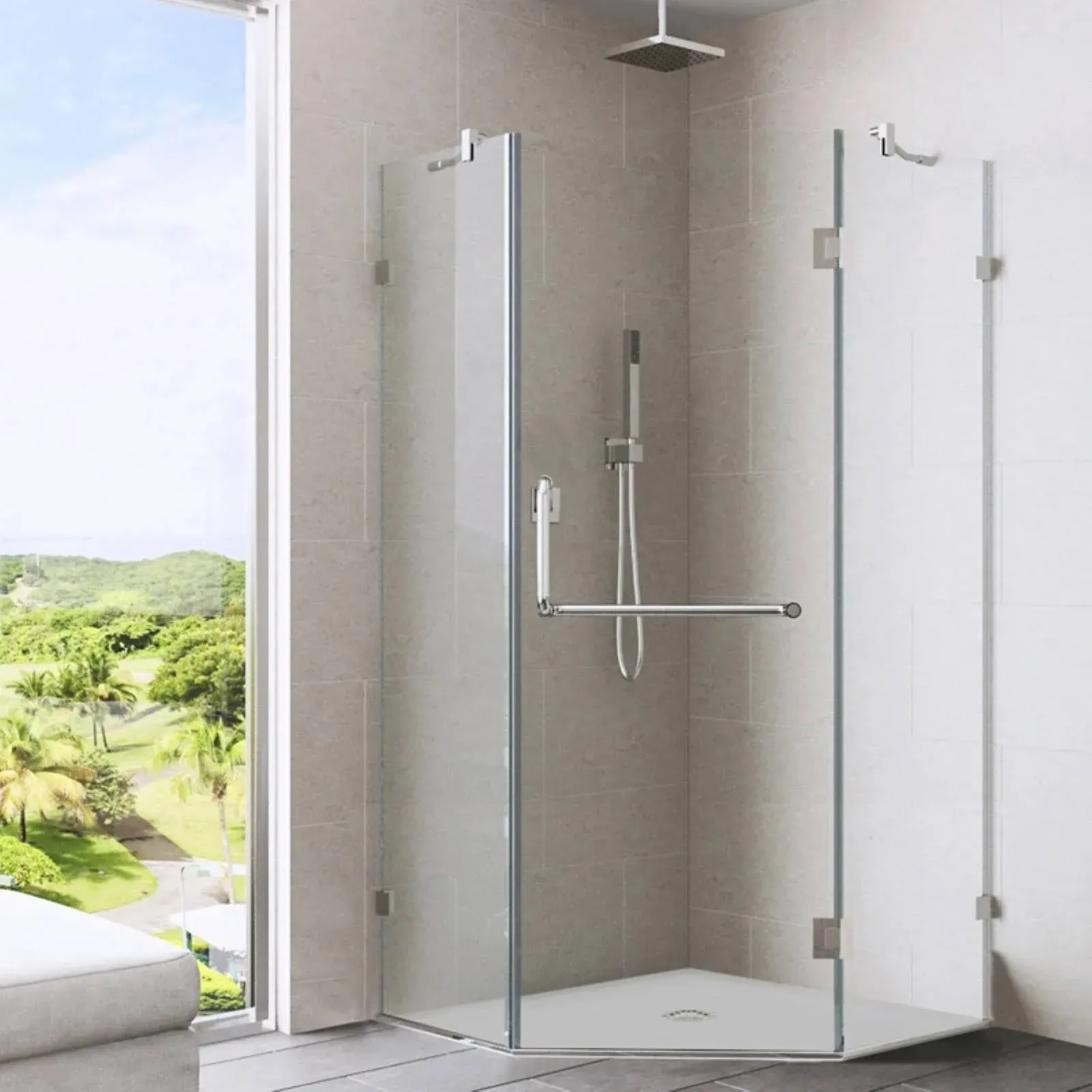 Vigo VG6062CHCL36 Piedmont Frameless Neo-Angle Shower Enclosure