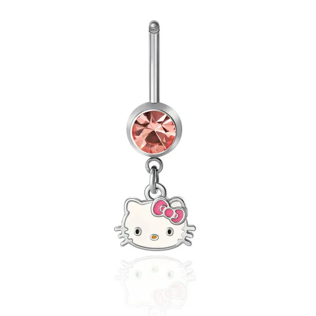 Hello Kitty Belly Button Ring 14g Stainless Steel Kawaii Belly Button Piercing Jewelry, Sanrio Official License