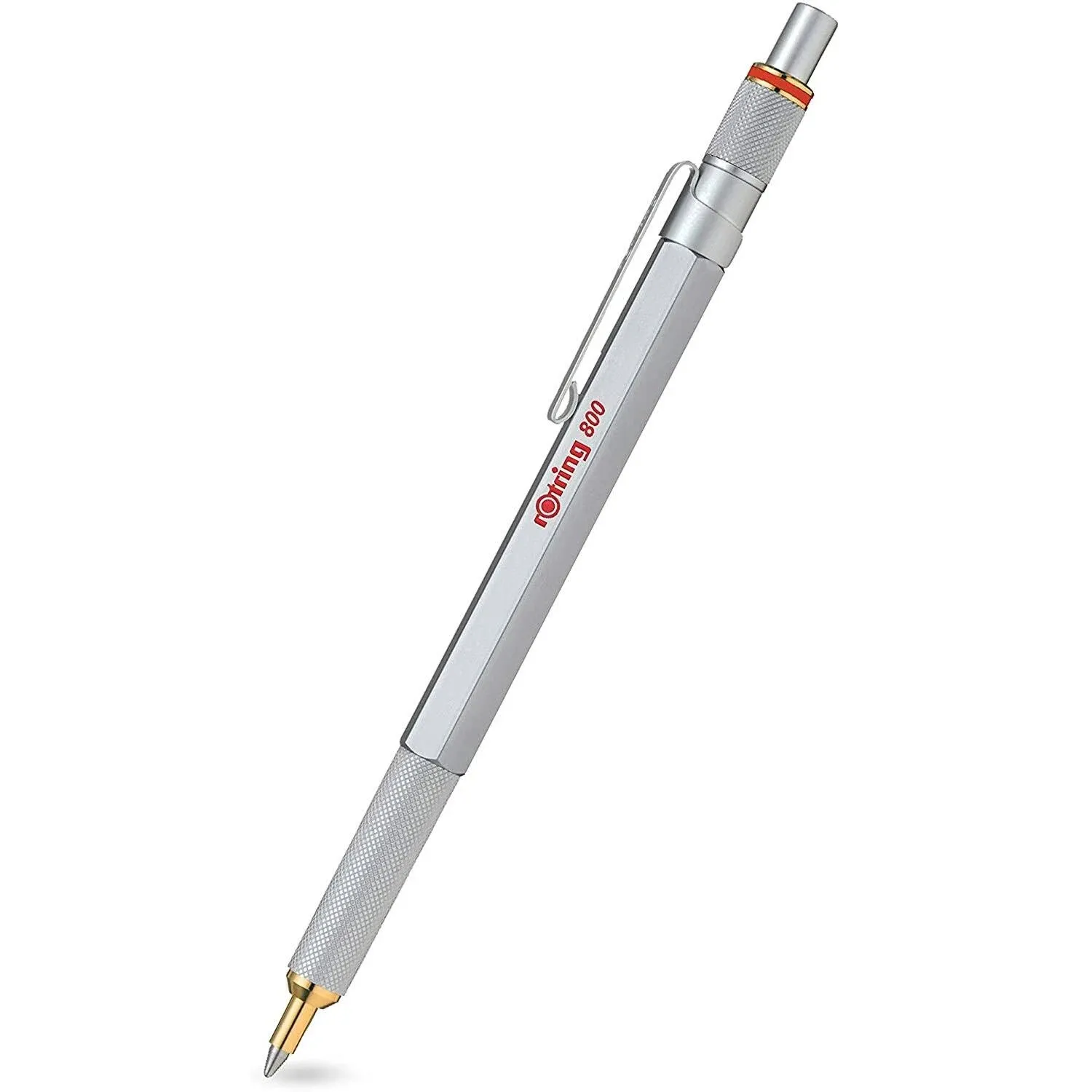 Rotring 800 Retractable Ballpoint Pen, Medium Point, Silver