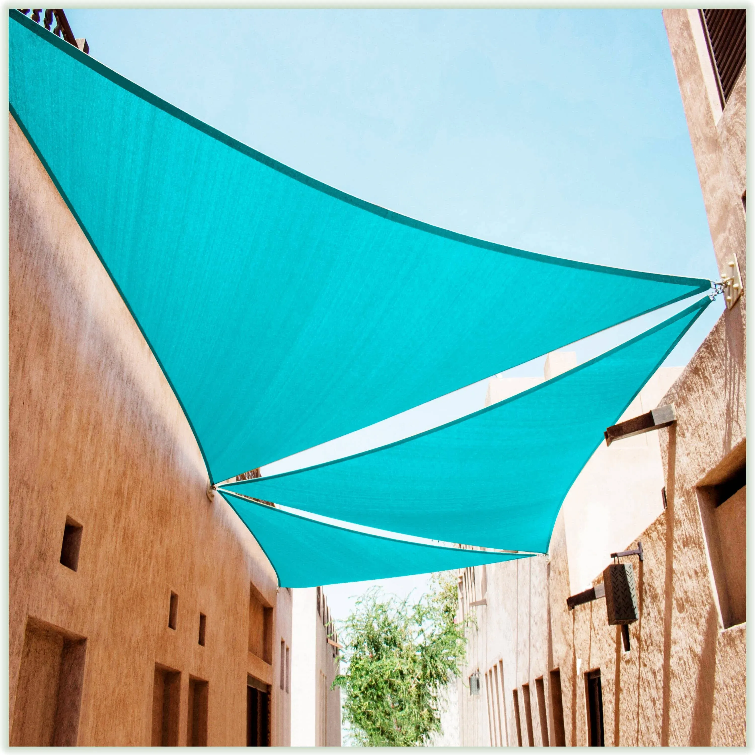 Colourtree 12' x 12' Triangle Shade Sail Turquoise UV Block 95%, Heavy Duty 190 GSM