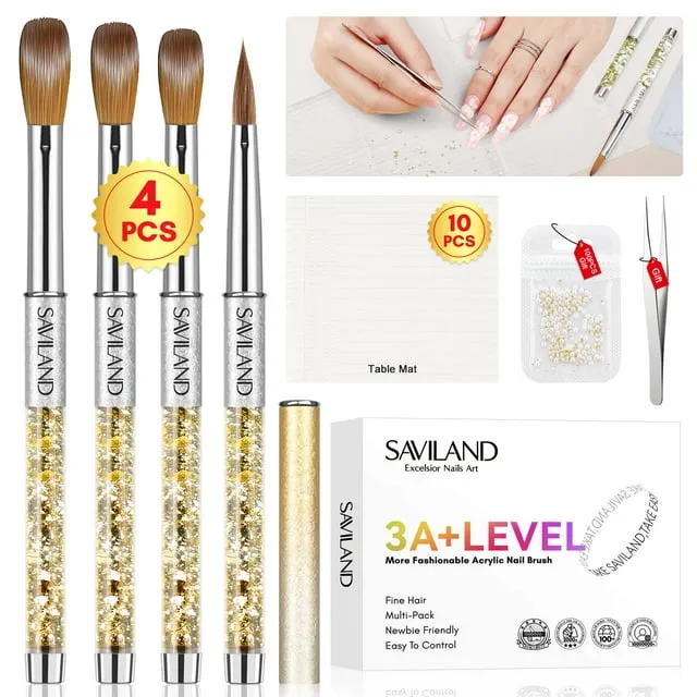 Saviland Acrylic Nail Brush Set - 4Pcs Acrylic Nail Brushes For Acrylic ...