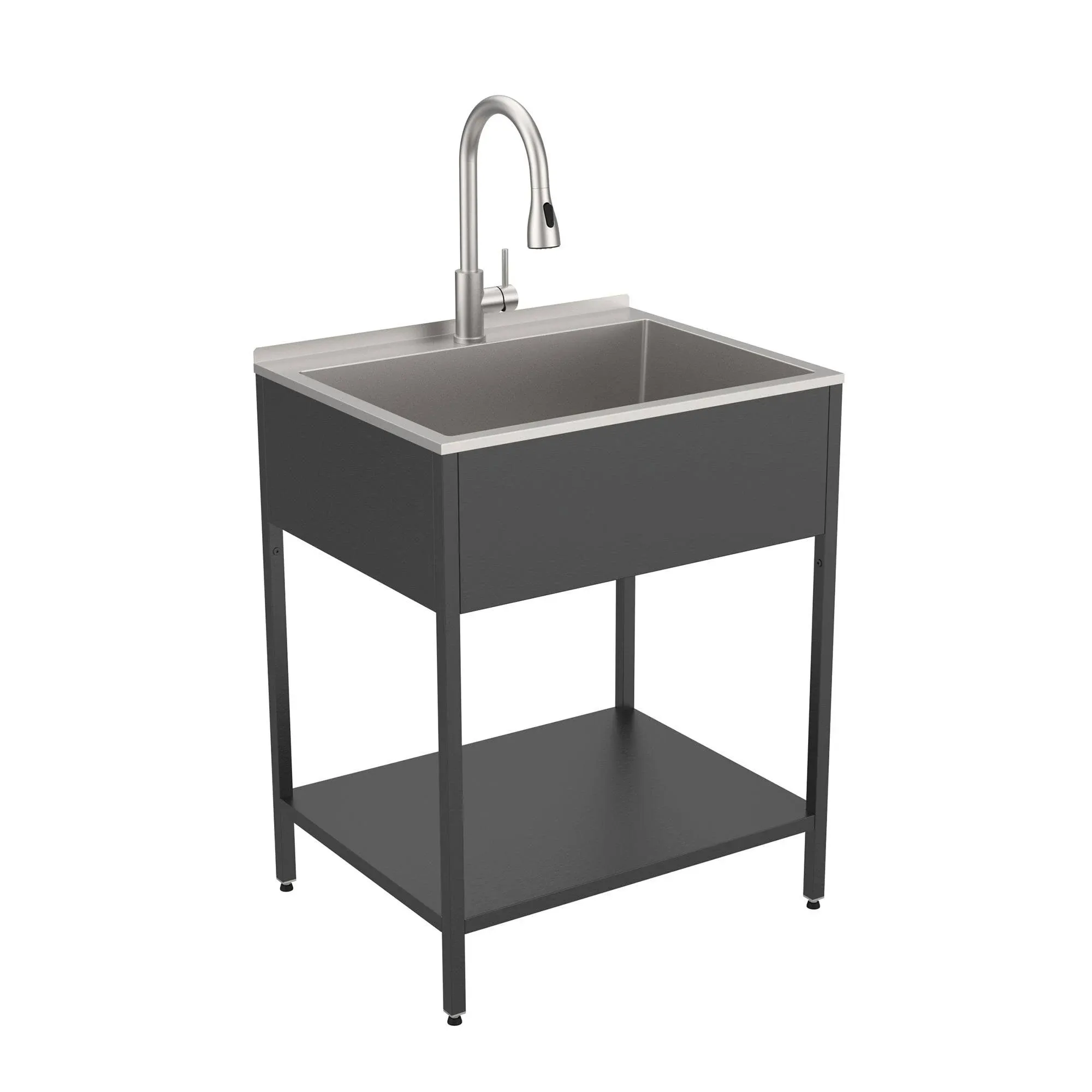 28"x22"x35" Steel Laundry Sink, Matte Black