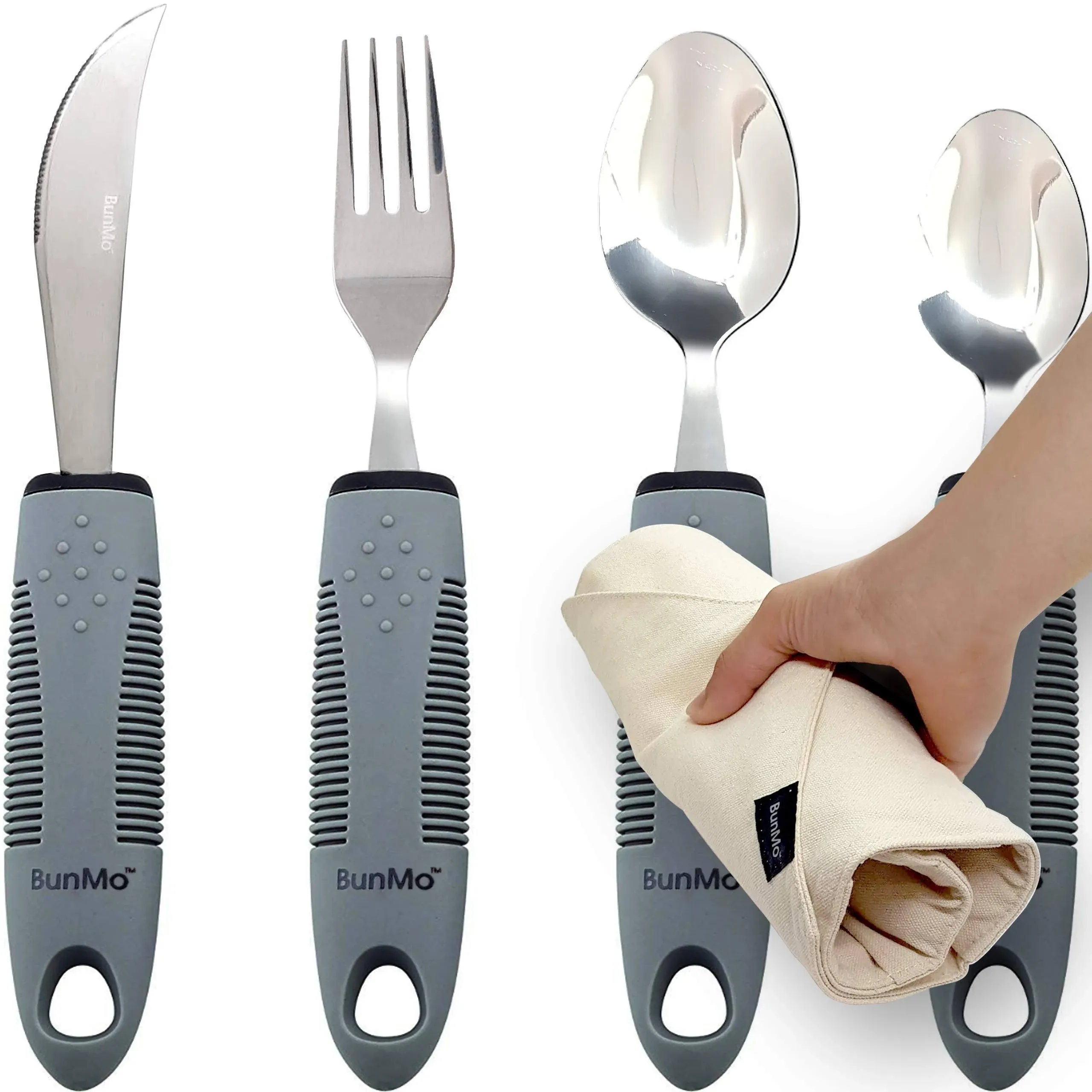 Bunmo Adaptive Utensils for Elderly/Arthritis/Weak Hand Grip & Handicapped ...