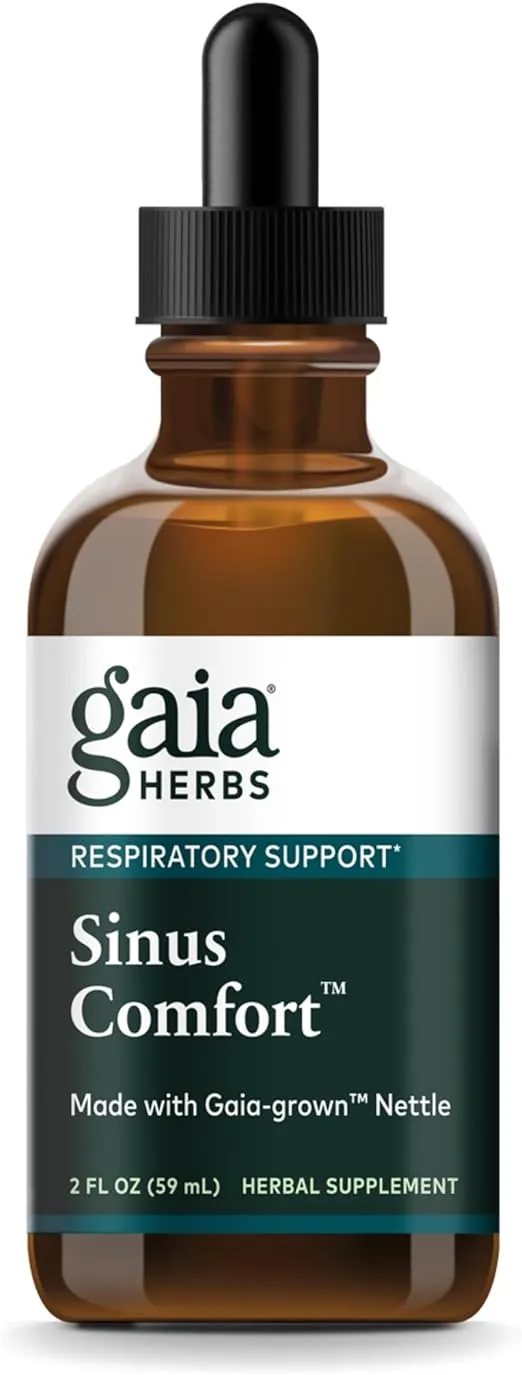 Gaia Herbs Sinus Comfort - Respiratory & Immune Support Supplement to Promote Healthy Sinuses* - with Nettle, Peppermint Leaf Oil, Holy Basil, Yarrow, Plantain & Bayberry - 2 Fl Oz (30-Day Supply)