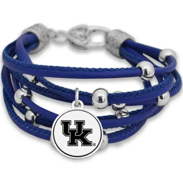 Kentucky Wildcats Leather Strand Bracelet with Logo and Lobster Clasp