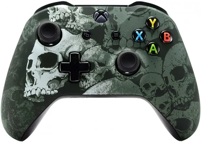 eXtremeRate Lonely Skull Patterned Front Housing Shell for Xbox One S/X Controller, Faceplate Cover Replacement Kit for Xbox Wireless Controller (Model 1708) [Shell Only, Controller Not Included]