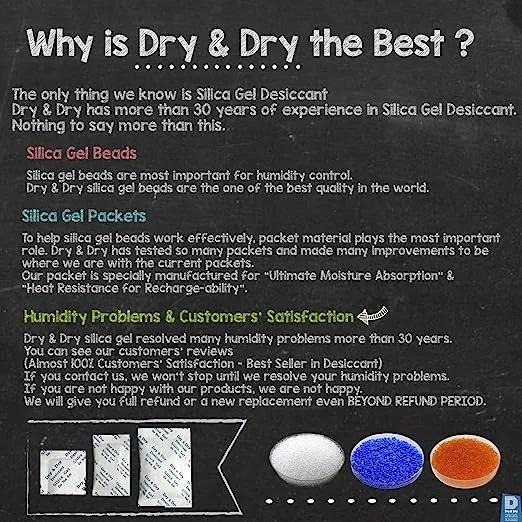 Dry & Dry [8 LBS] Blue Indicating Silica Gel Beads Desiccants (Industry Standard 3-5 mm) - Reusable Desiccant Beads Silica Beads(Blue to Pink)