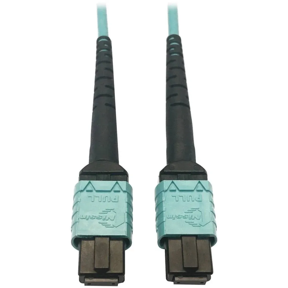 Tripp Lite N846D-05M-24AAQ 400G Multimode 50/125 OM4 Plenum-Rated Fiber Optic Cable, Aqua, 5 m