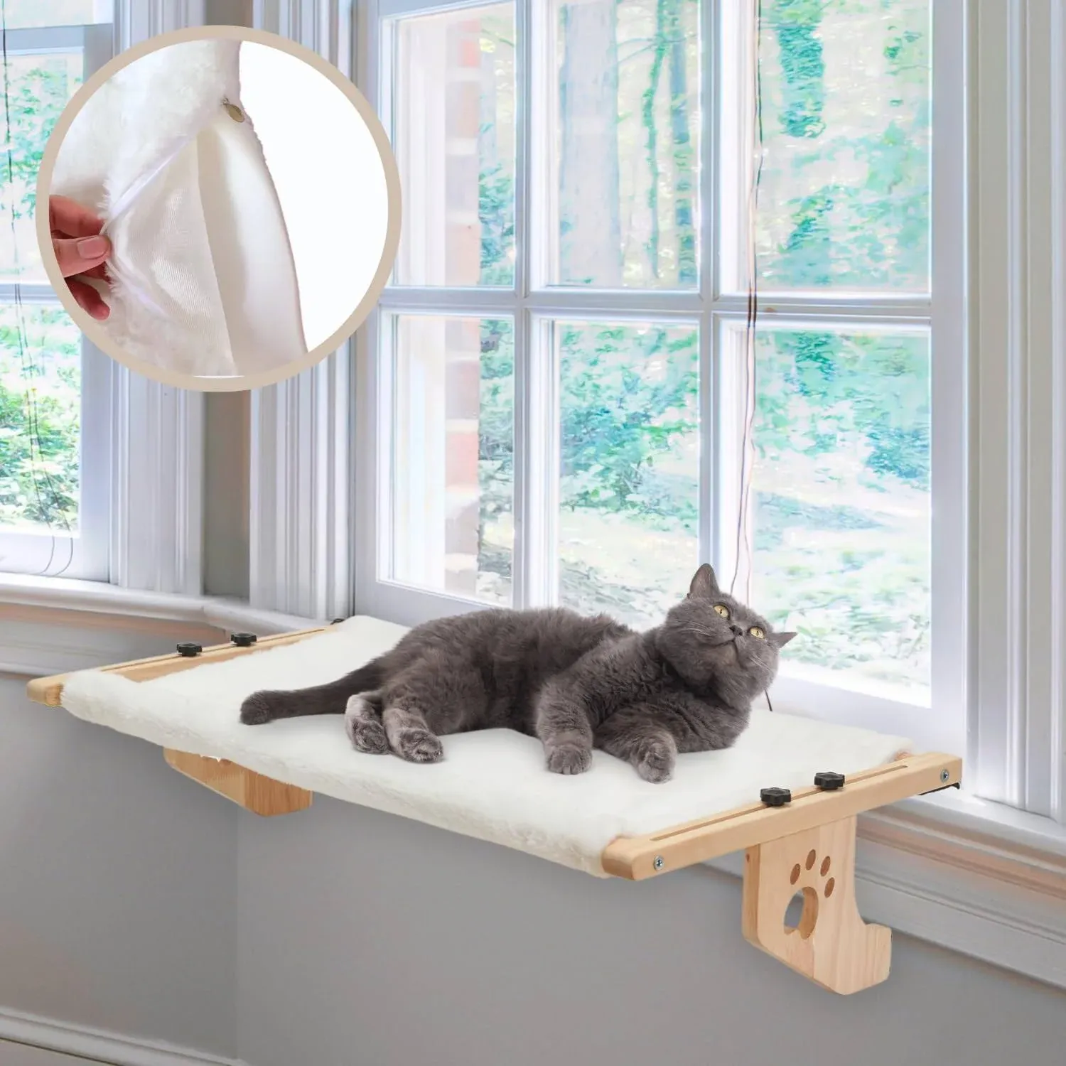 Pet Shack - Large 27.5''x15'' Cat Window Perch for Cats Inside - No-Drilling Soft ...