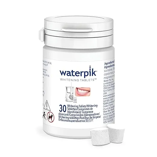 Waterpik Fresh Mint Whitening Refill Tablets (30 Count) – For Use With Waterpik Boost Tip or Waterpik Whitening Water Flosser, Packaging May Vary, WT-30