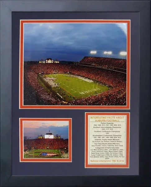 Legends Never Die Auburn University Tigers Jordan-Hare Stadium Framed Photo C...