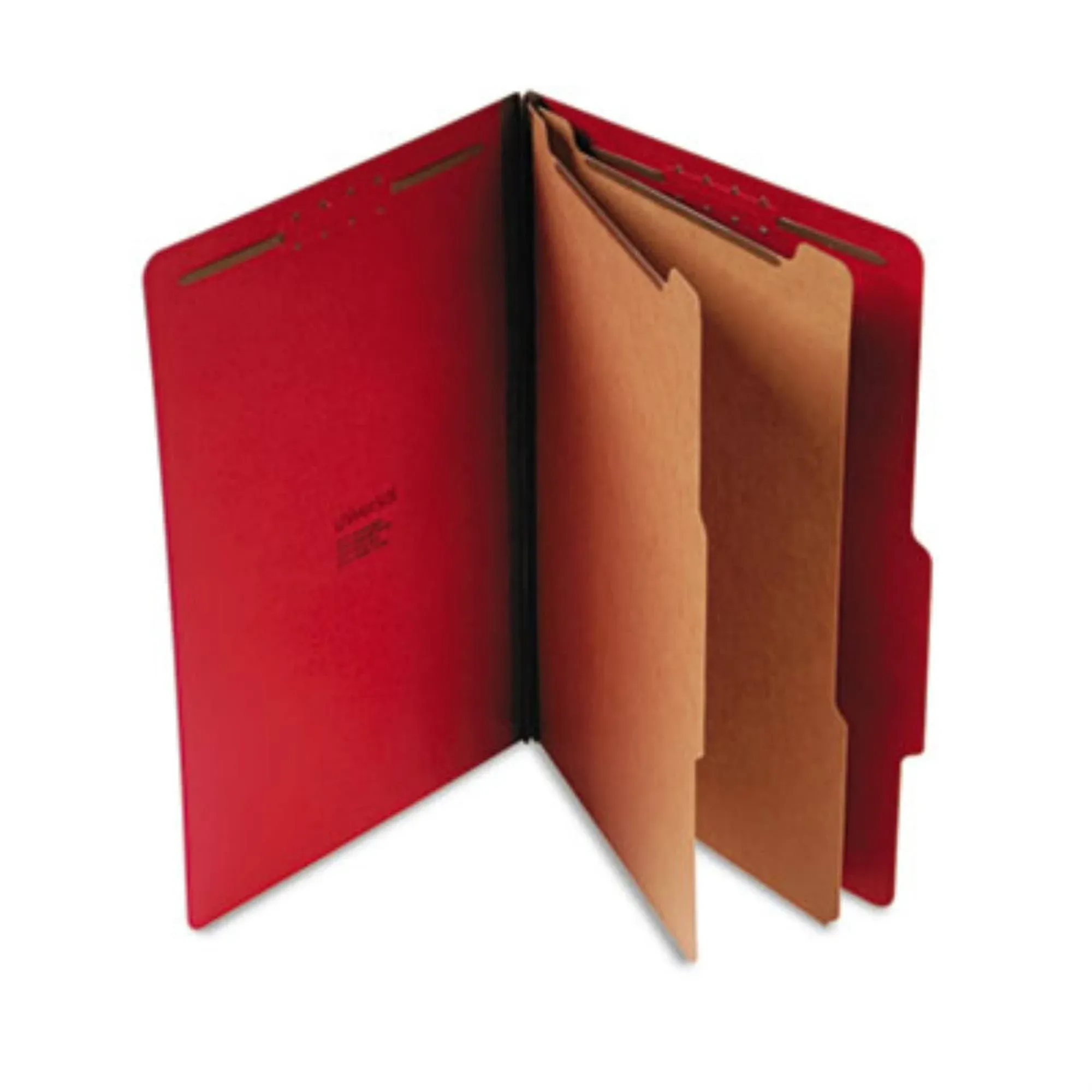 Universal&#174; Bright Colored Pressboard Classification Folders, 2&quot; Expansion, 2 Dividers, 6 Fasteners, Legal Size, Ruby Red, 10/Box ;