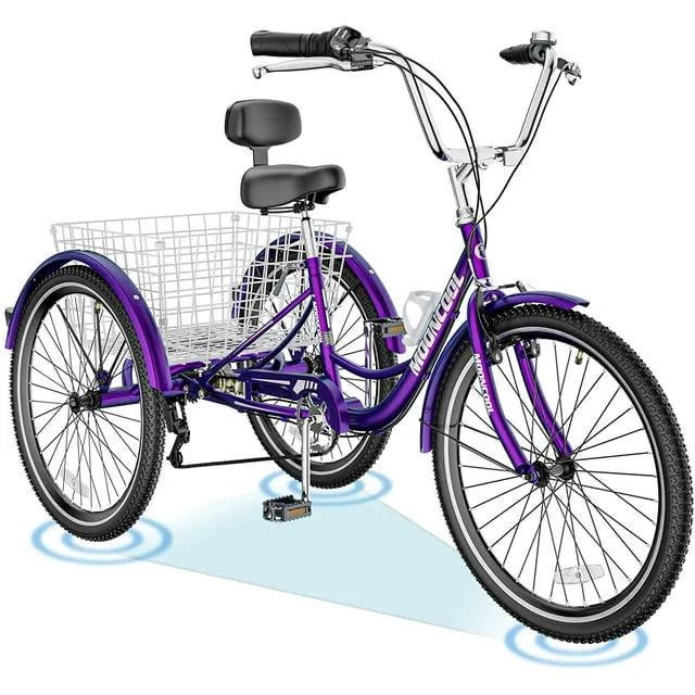 ABORON Adult Tricycle,3 Wheel Bike Adults,Three Wheels Cruiser Bike 16/20/24/26 inch Wheels,1/7 Speed,Cargo Basket,Multiple Colors