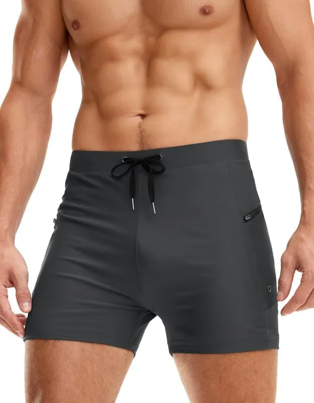 G Gradual Men's Swimsuit Trunks with Zipper Pockets Quick Dry Swimwear Bathing Suit Swim Briefs Board Shorts for Men