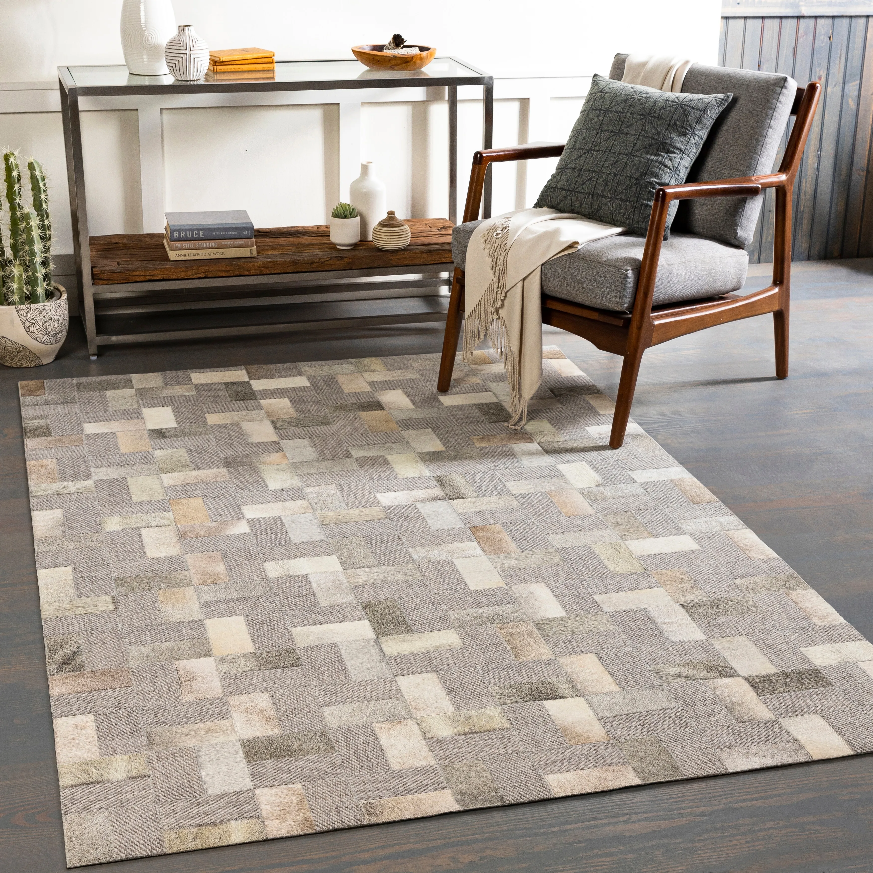 Artistic Weavers Isaev Modern Hair-on-hide Leather Area Rug