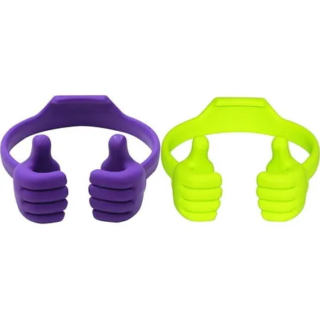 Honsky Thumbs-up Phone Stand for Tablets, E-Readers and Smart Phones - 2 Pack - Green, Purple