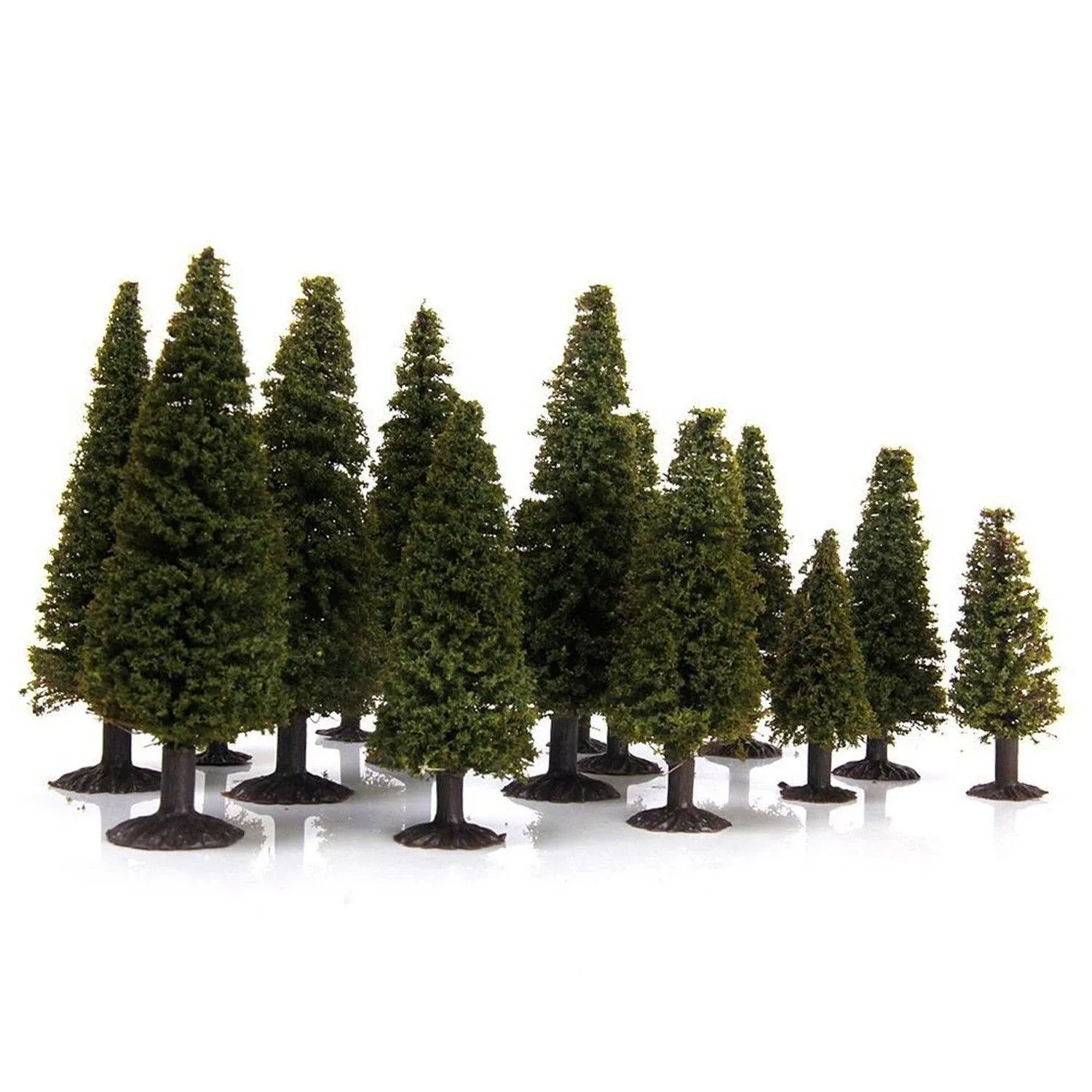 Winomo 15pcs Green Scenery Landscape Model Cedar Trees