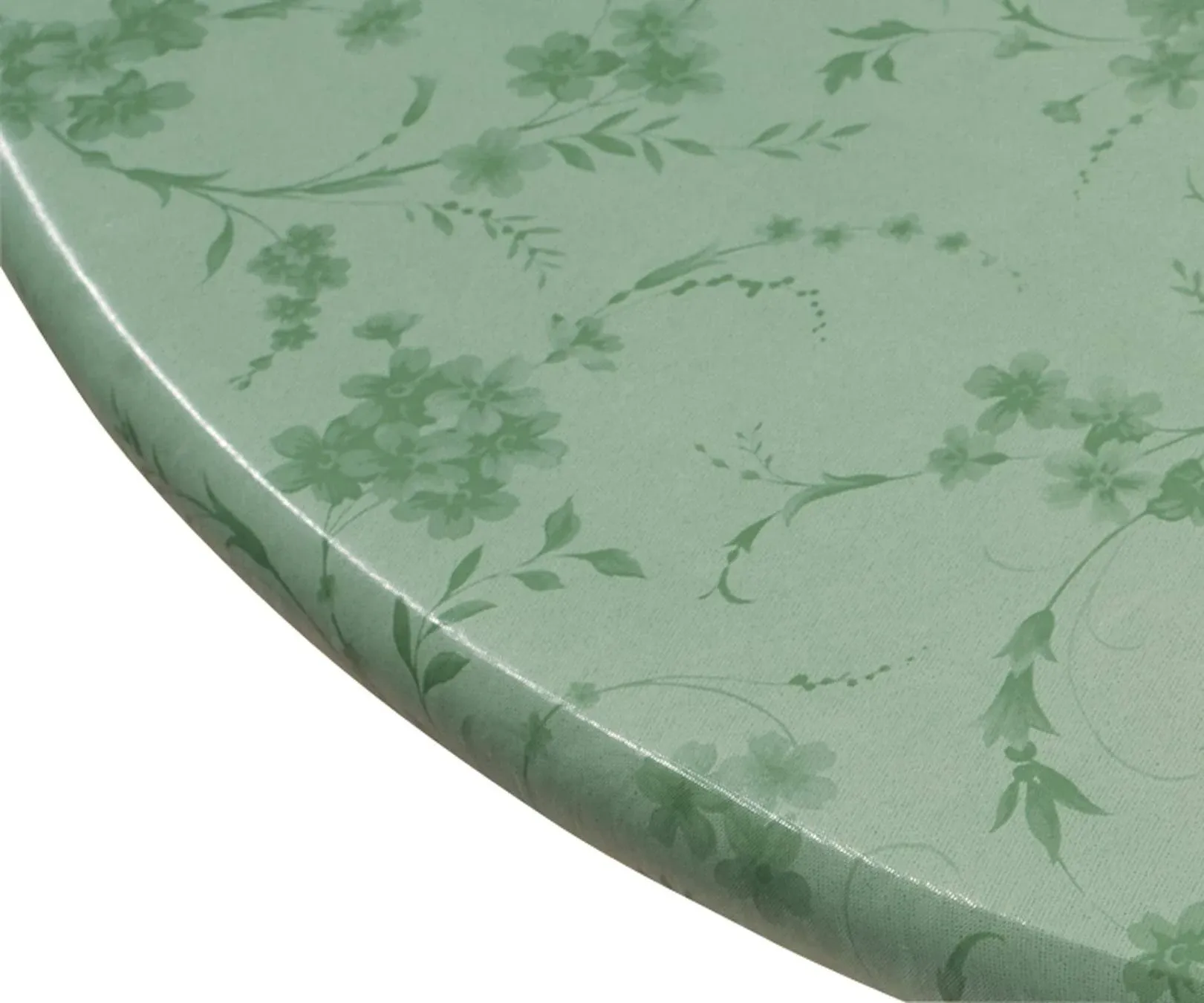 Miles Kimball Floral Swirl Vinyl Elasticized Table Cover 42 x 68 inch Oval Green