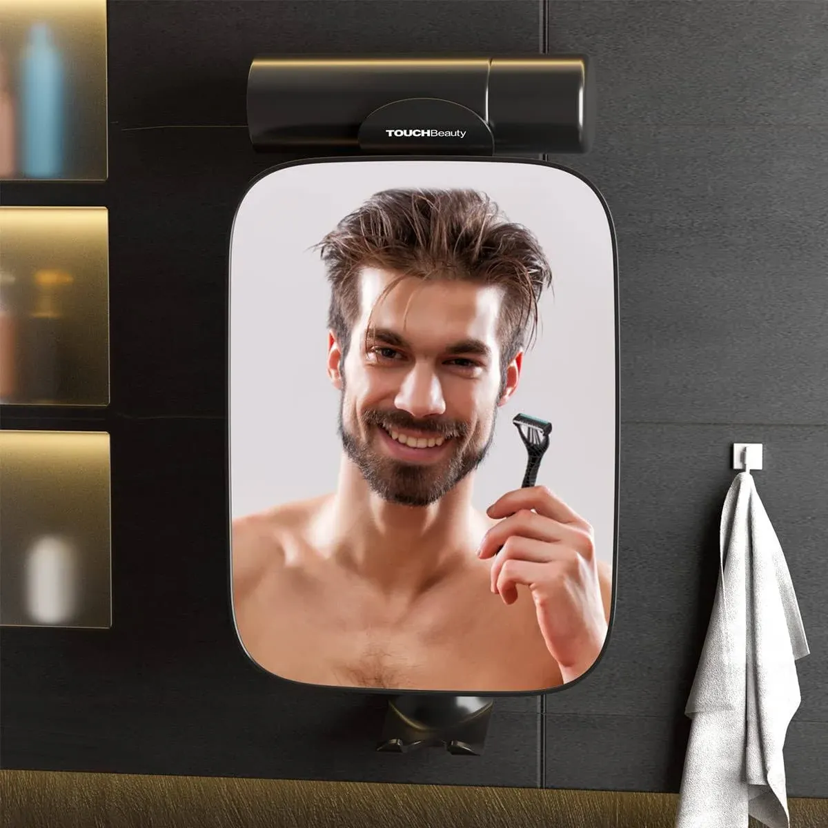 Shower Mirrors for Men, 3X Magnification Shaving Mirror 360degree Bathroom Black