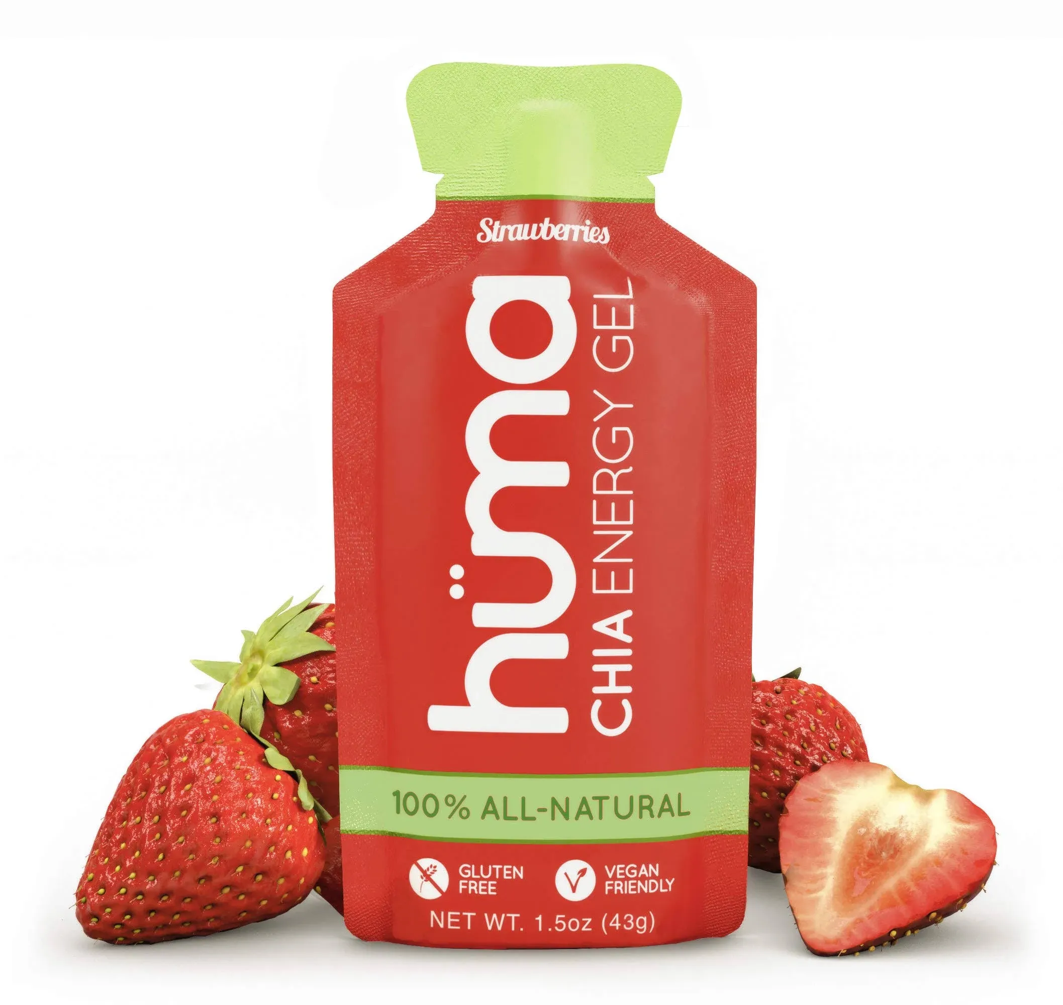 Huma Chia Energy Gel, Strawberries, 12 Gels - Premier Sports Nutrition for Endurance Exercise