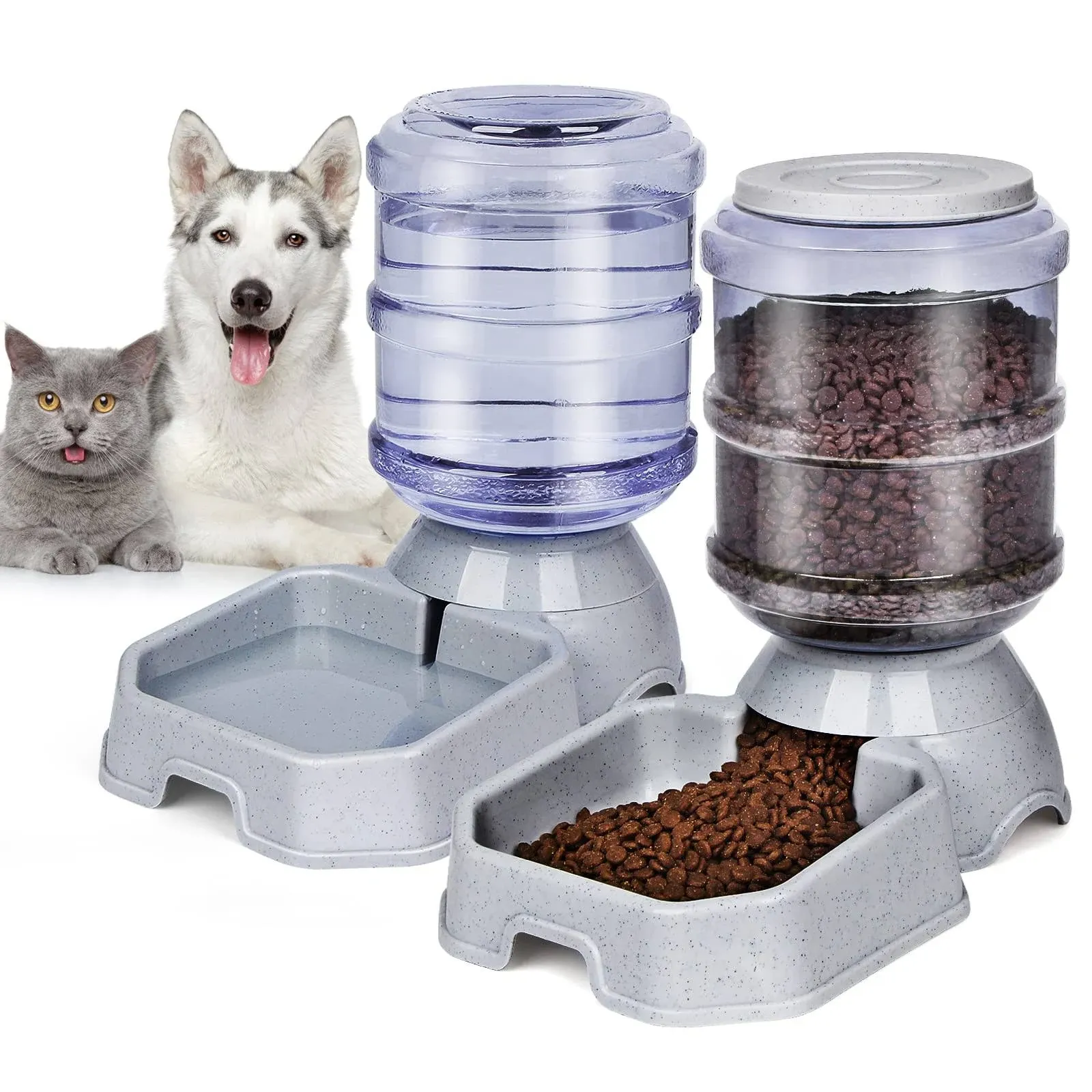 Pet Feeder and Water Food Dispenser Automatic for Dogs Cats, 100% BPA-Free, G...