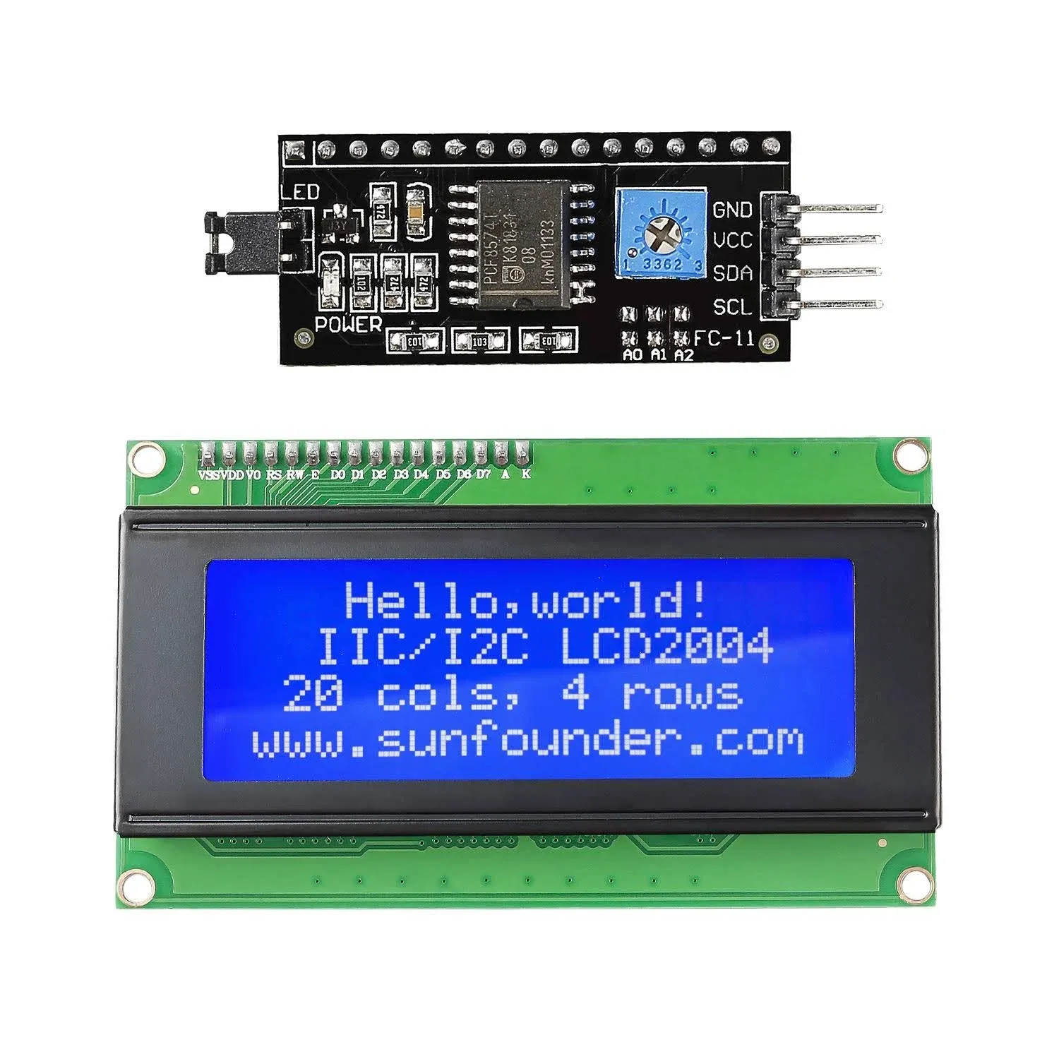 SunFounder IIC I2C TWI Serial 2004 20x4 LCD Module Shield fo