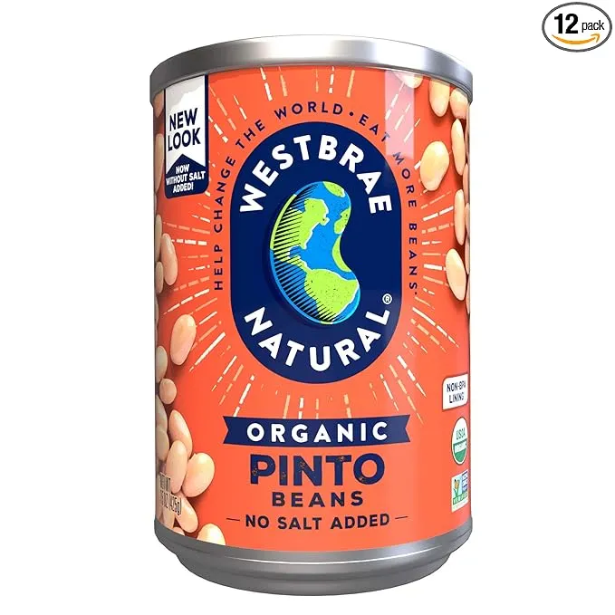 Westbrae Natural Organic Pinto Beans, No Salt Added, 15 Oz (Pack of 12) (Packaging May Vary)