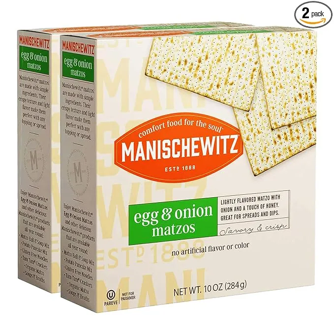 Manischewitz Egg & Onion Matzo 10oz (2 Pack) Crisp & Delicious Flavored Matzo ...