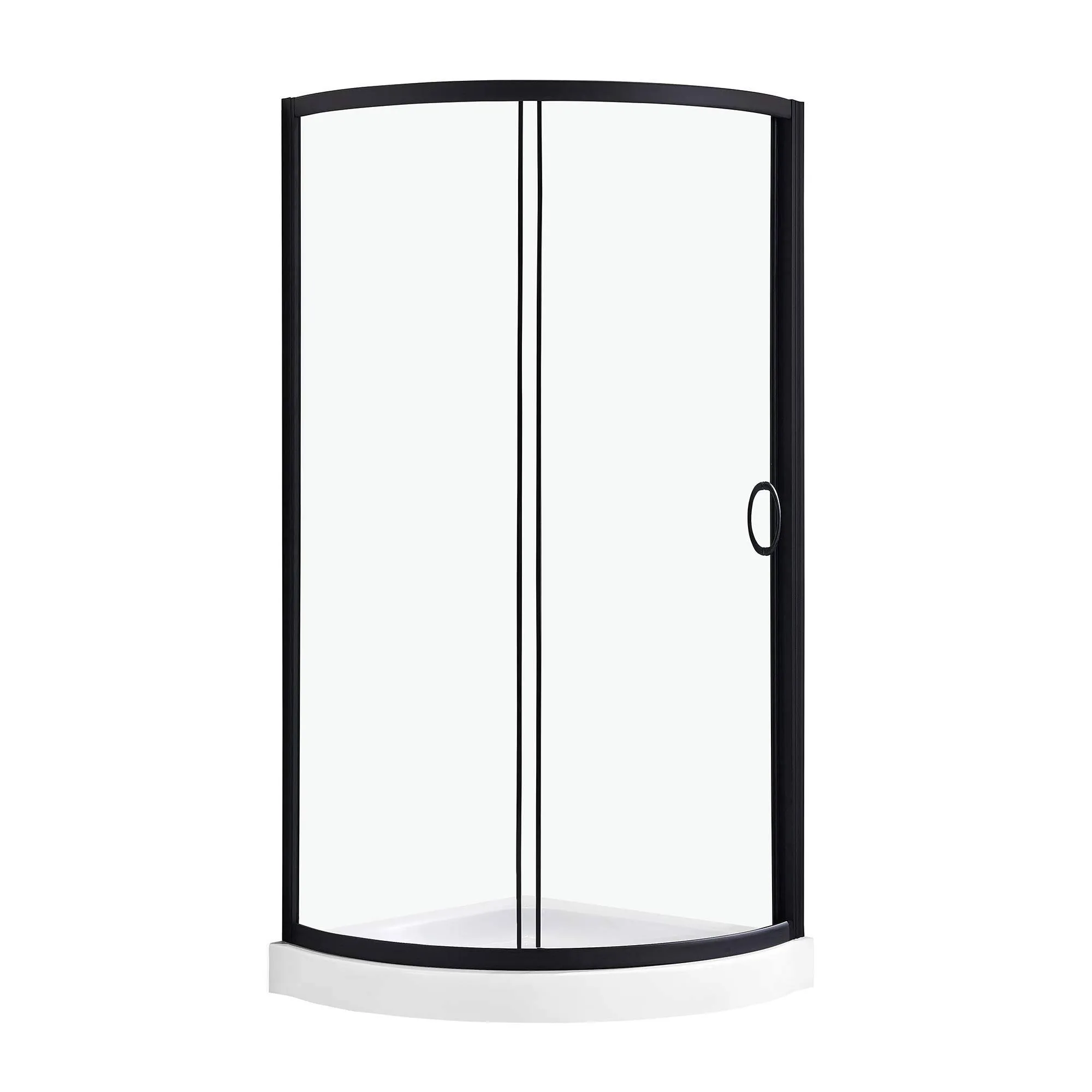 OVE Decors Breeze 34 in. Corner Shower Sliding Door, With Base, Clear Glass and Black Finish